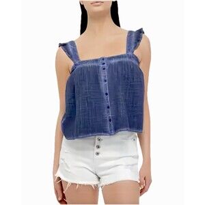 TRUE CRAFT Women’s Blue Gauze Crop Tank Size L NWT